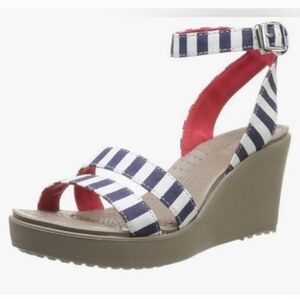Striped Sandals with Ankle Strap
